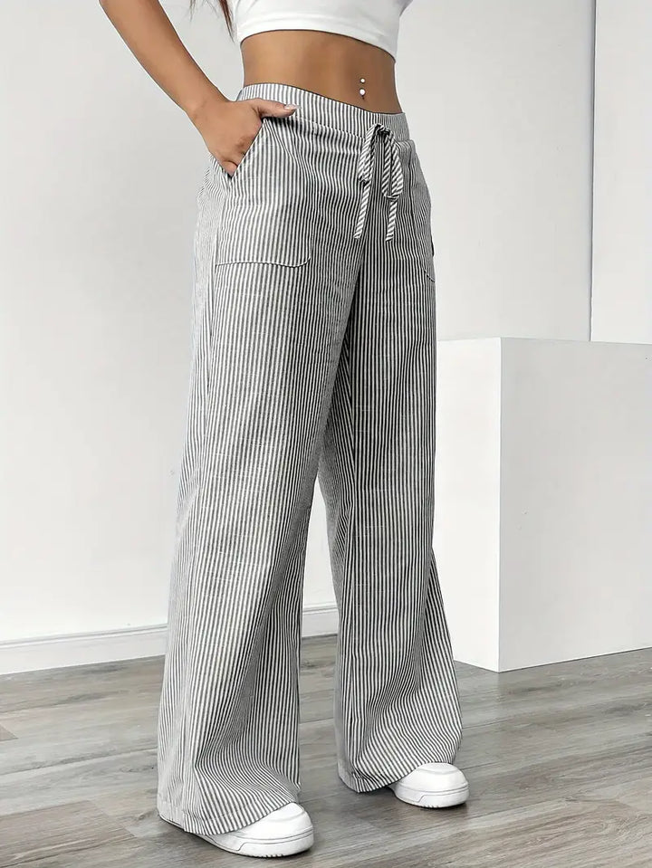 Louise - Pantalons Rayés Décontractés