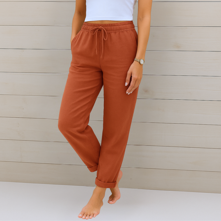 Susy - Pantalons Stretch en Lin Respirant Premium