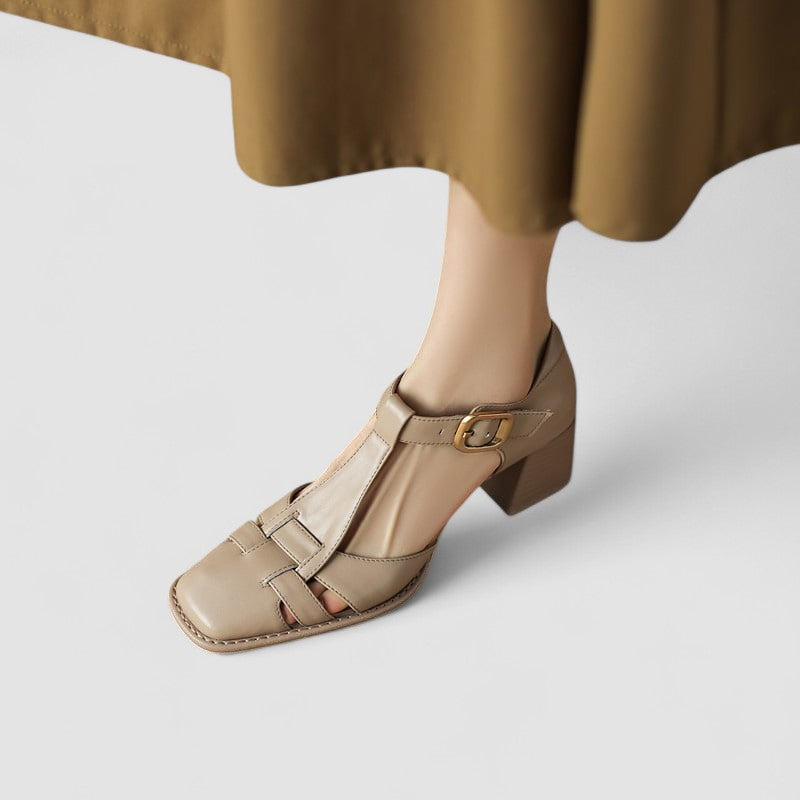 Scarlett | Sandales T-Strap Orthopédiques avec Talons Blocs