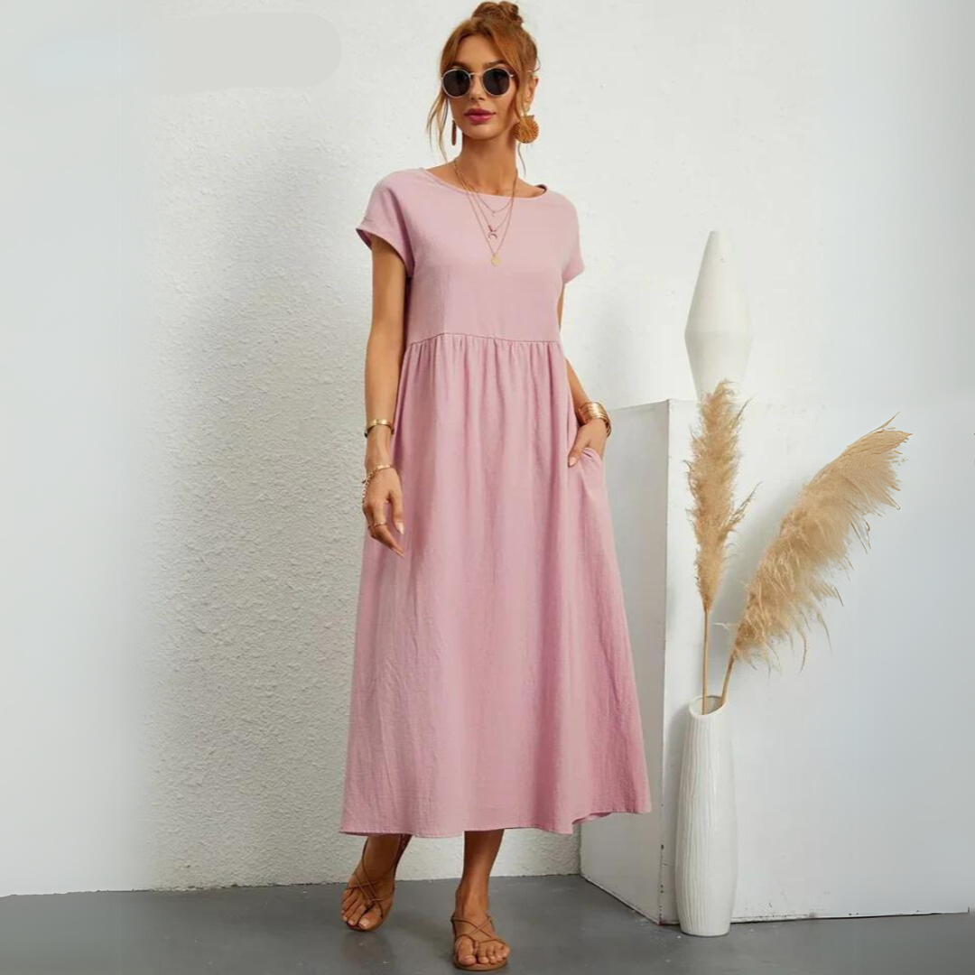Isla - Robe Midi Décontractée en Coton