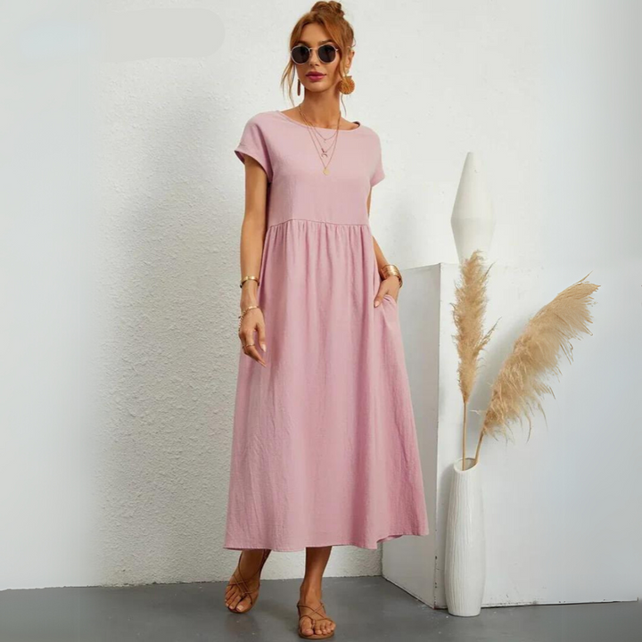 Isla - Robe Midi Décontractée en Coton
