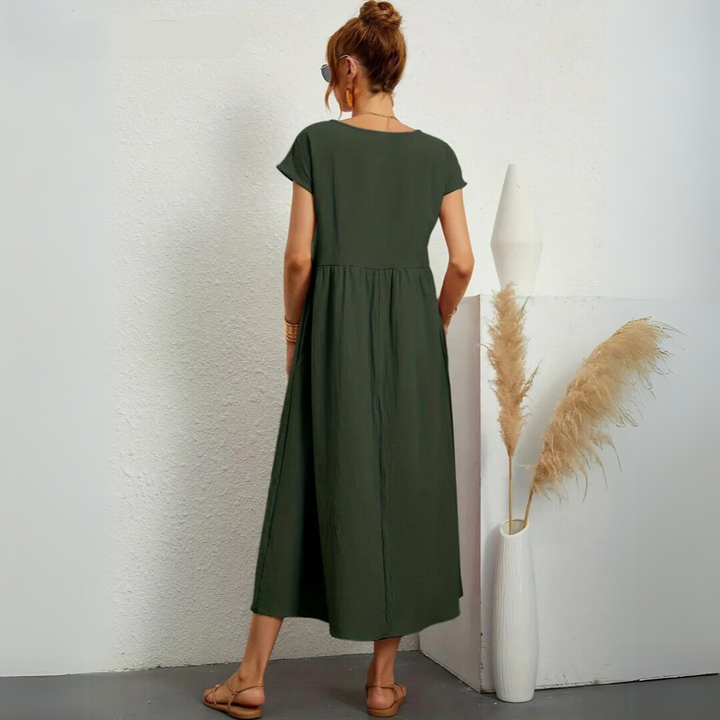 Isla - Robe Midi Décontractée en Coton