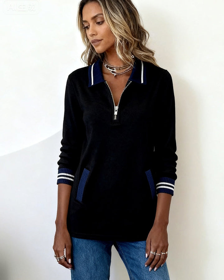 Capucine | Sweatshirt Ample avec Col et Fermeture Éclair