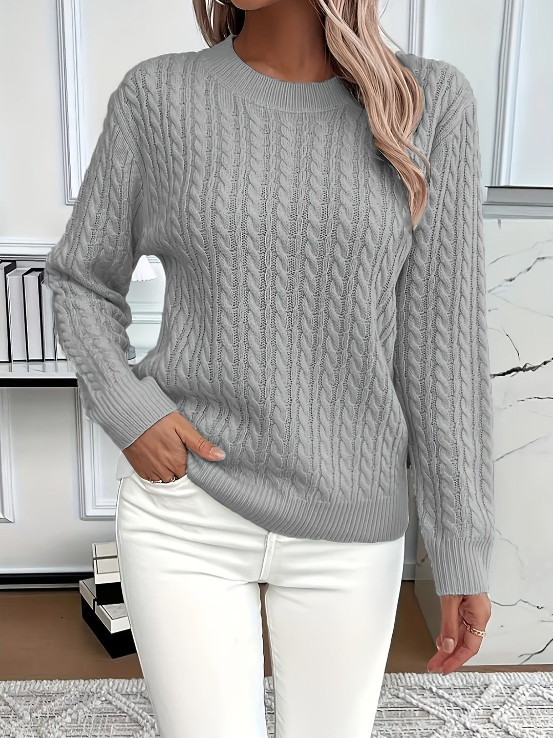 Lena – Pull en tricot à torsades pour femme