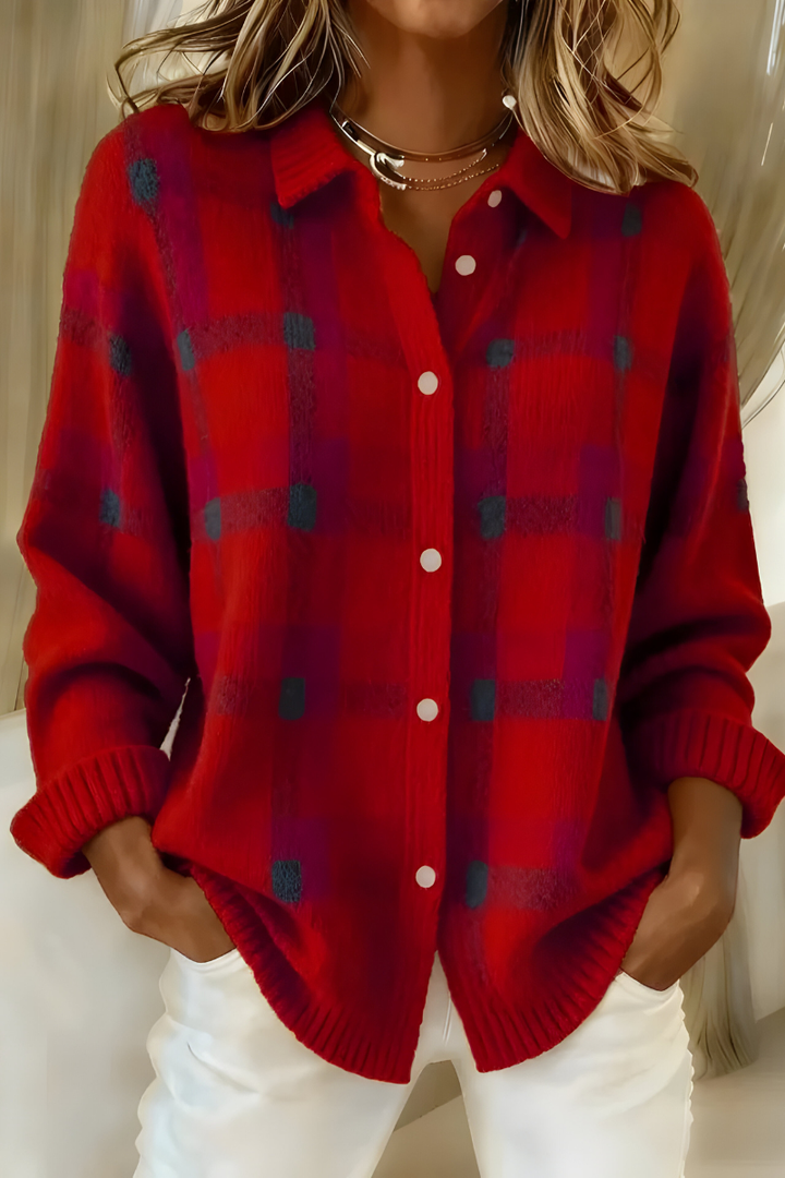 Theresa - Cardigan À Carreaux Chic