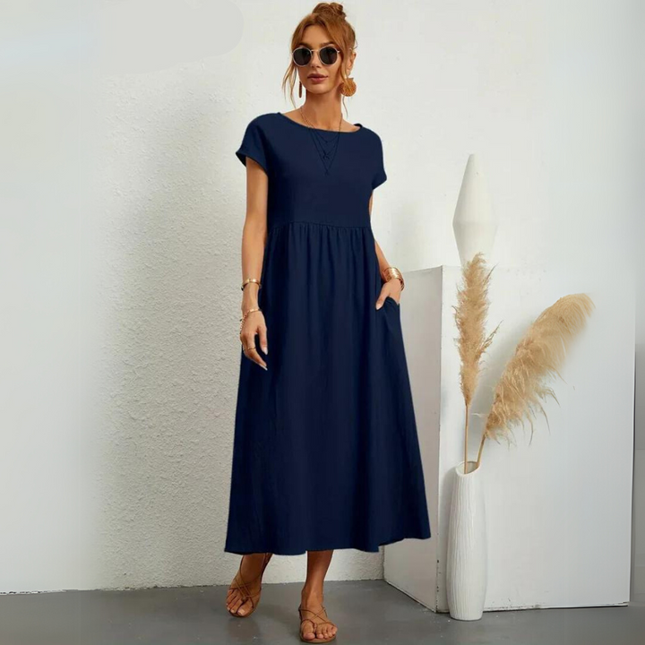 Isla - Robe Midi Décontractée en Coton