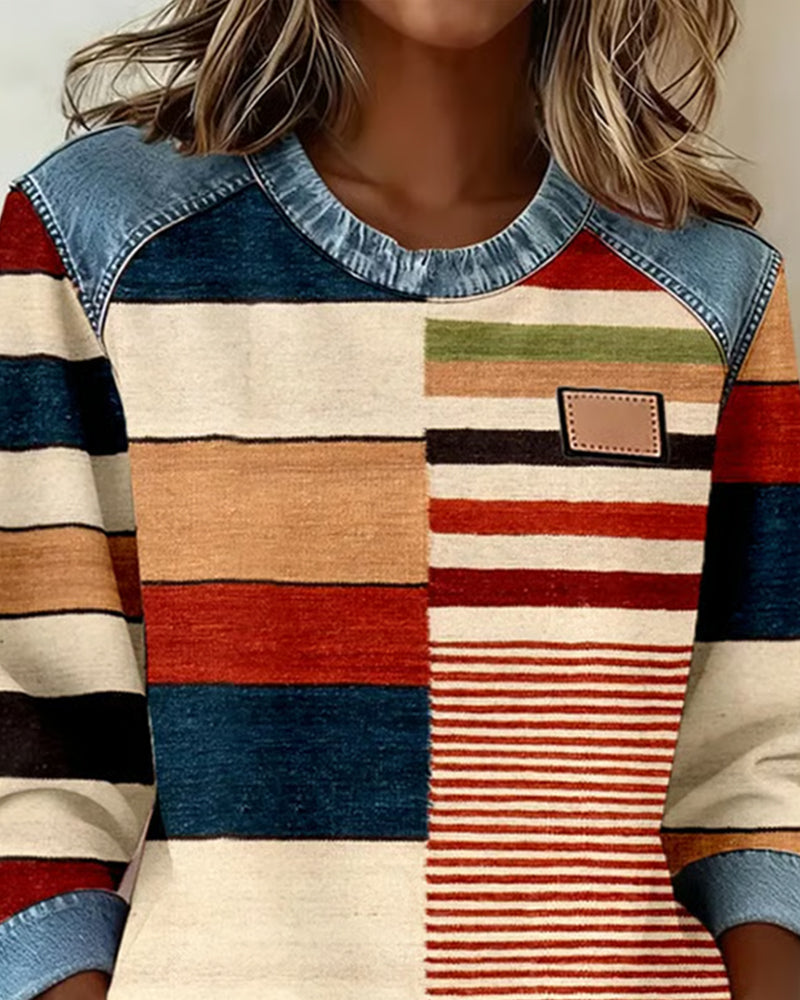 Ophéliane | Pull Rayé Coloré avec Col Rond