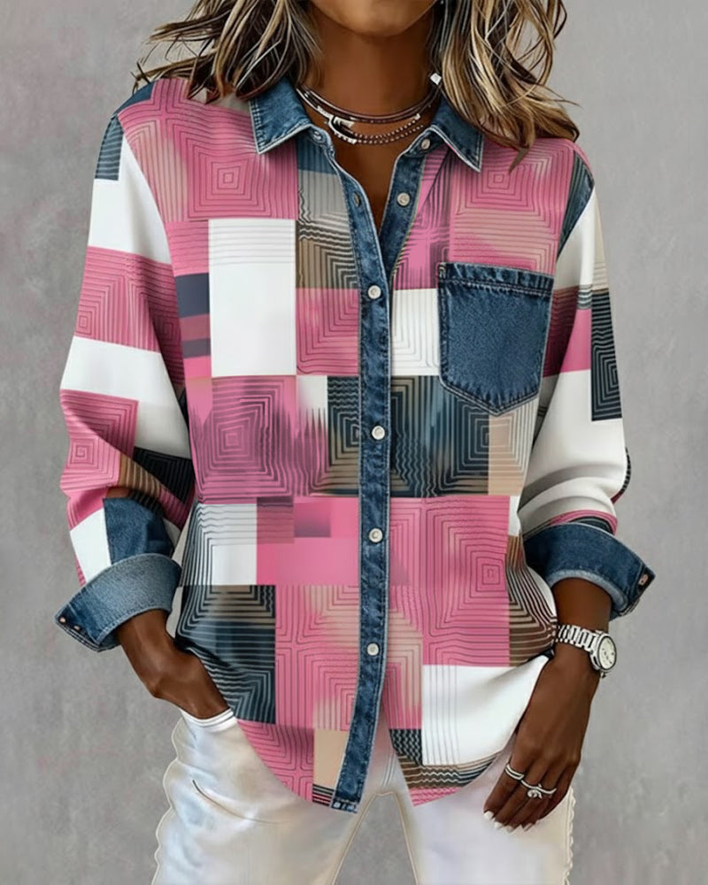 Céline - Chemise à Blocs de Couleur