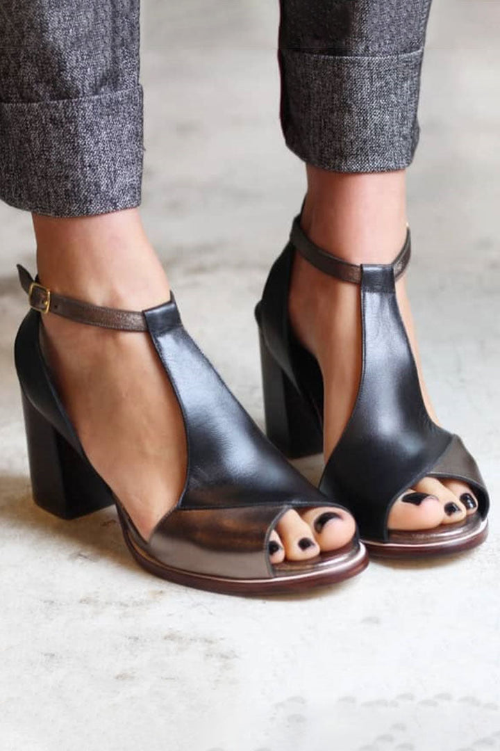 Siena | Sandales patchwork noires