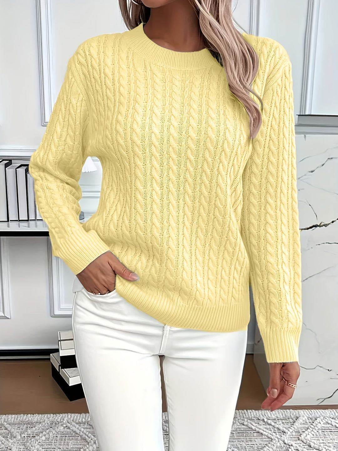 Lena – Pull en tricot à torsades pour femme