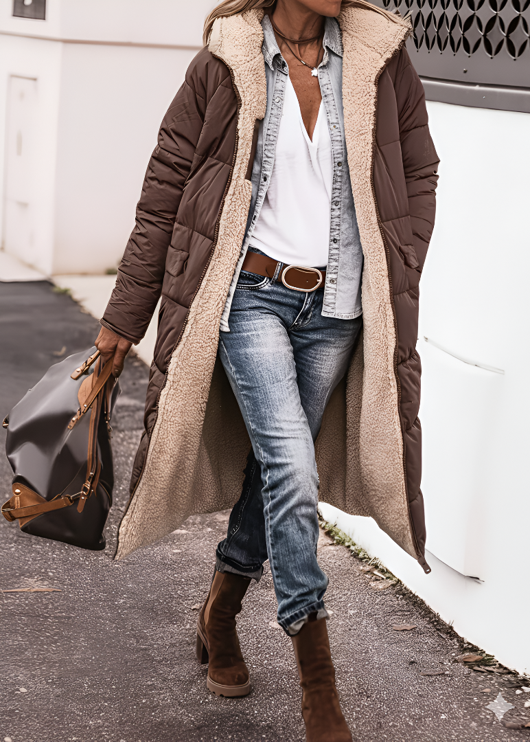 Layla - Manteau Long Réversible Élégant