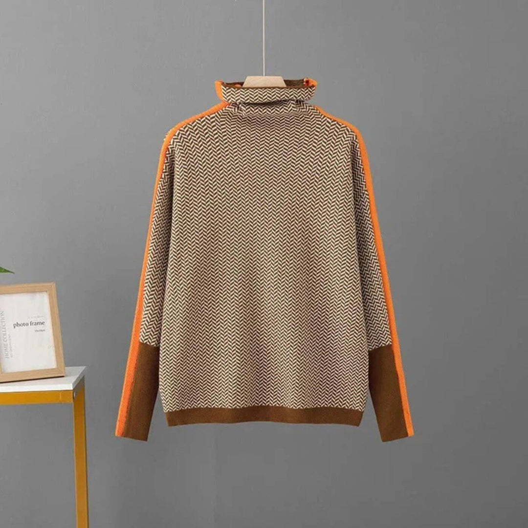 Leni - Pull Roulé Chic En Chevrons
