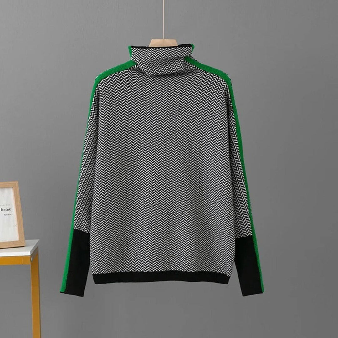 Leni - Pull Roulé Chic En Chevrons