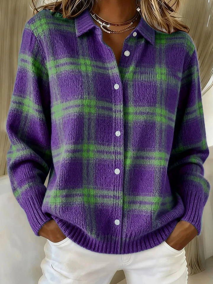 Theresa - Cardigan À Carreaux Chic