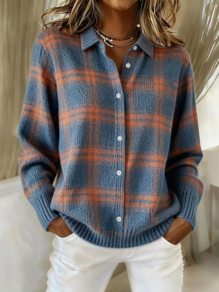 Theresa - Cardigan À Carreaux Chic