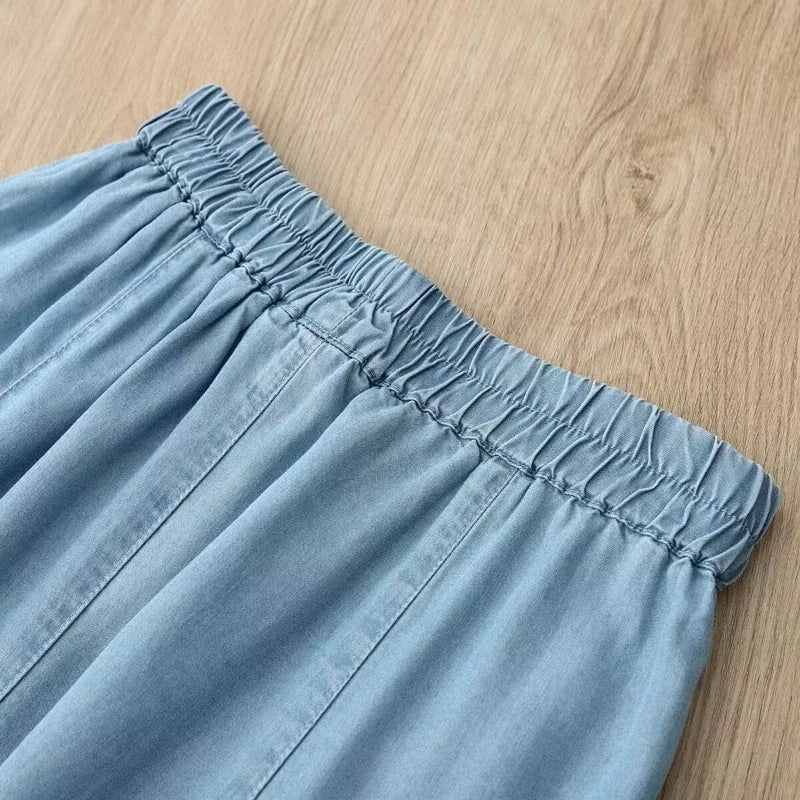 Liora Bay - Jupe Midi en Denim Léger