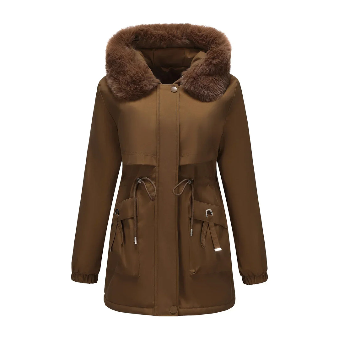 Grâce | Parka d'hiver élégante avec bord en fourrure