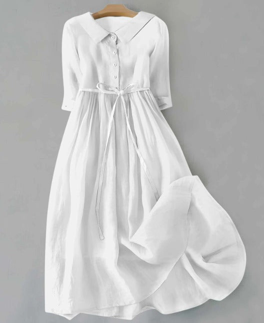 Lux - Robe Élégante à Manches Courtes avec Lacs à la Taille