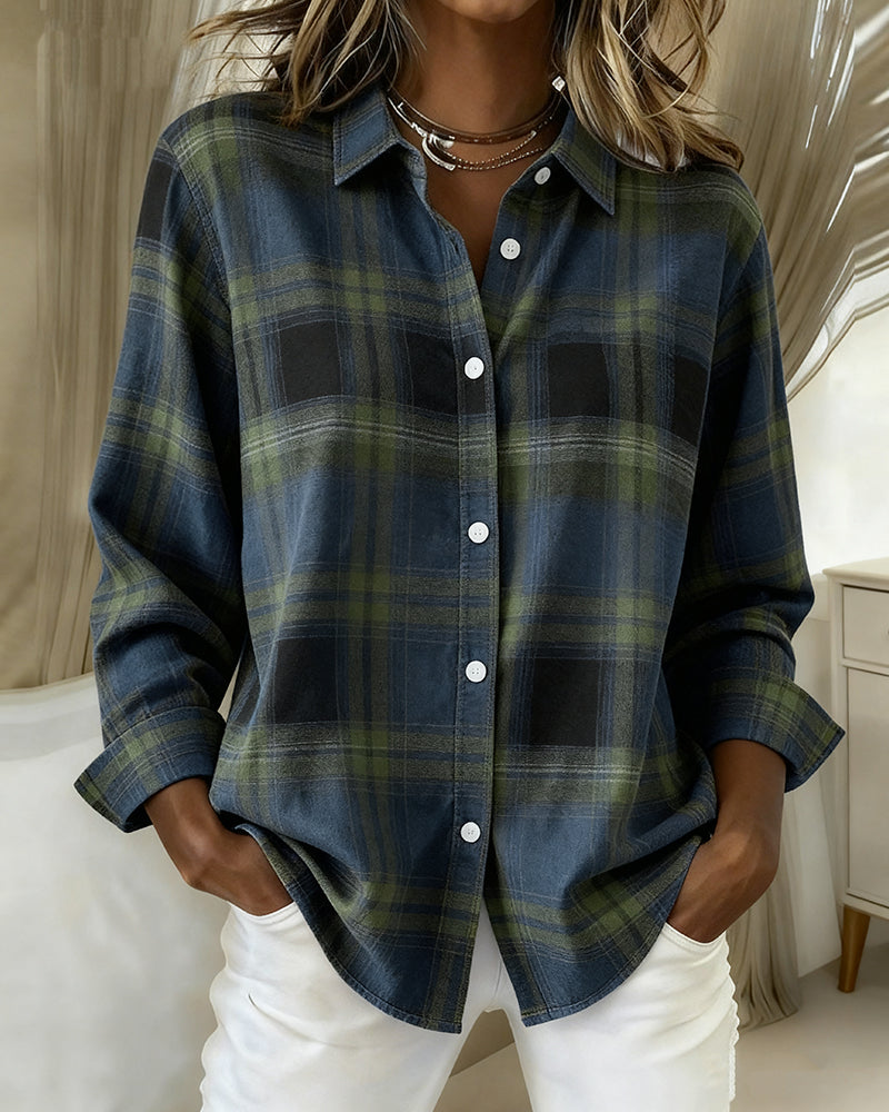Lysandre | Chemise à Motif Carreaux et Col Notched