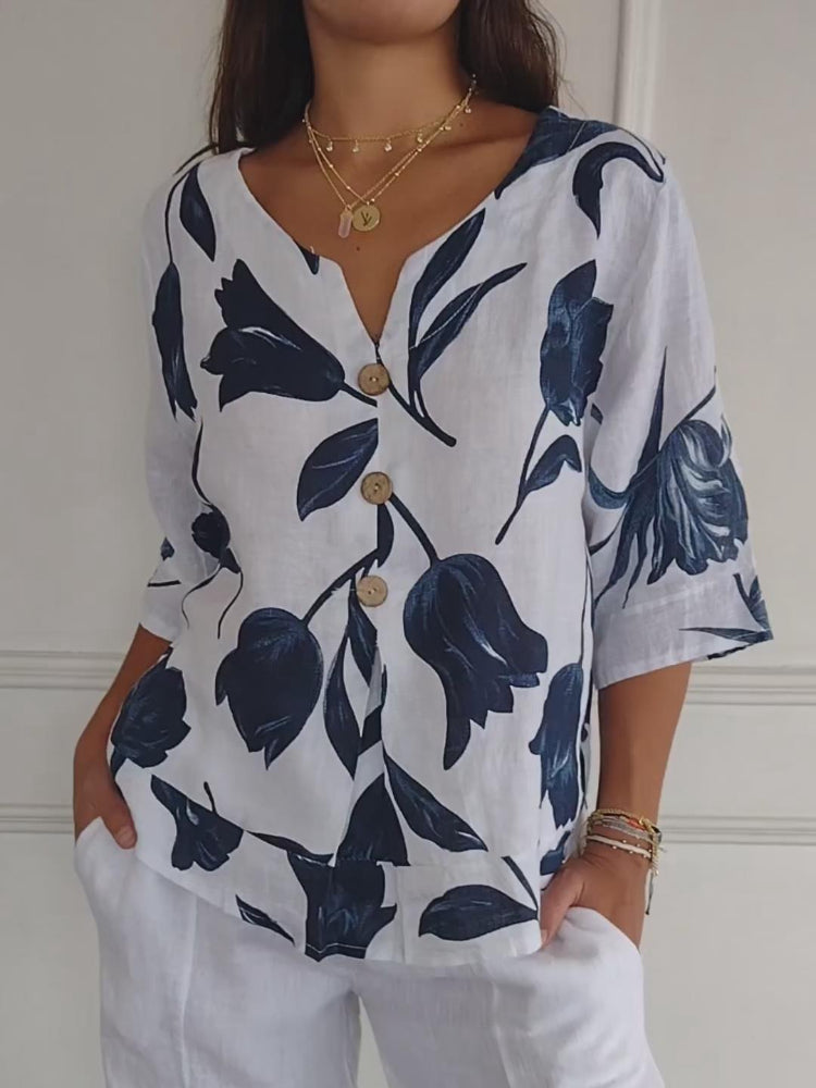 Kim - Chemisier Floral Élégant