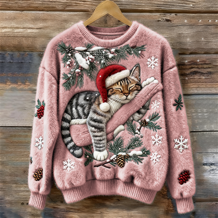 Flocon | Pull en Peluche de Chat de Fête