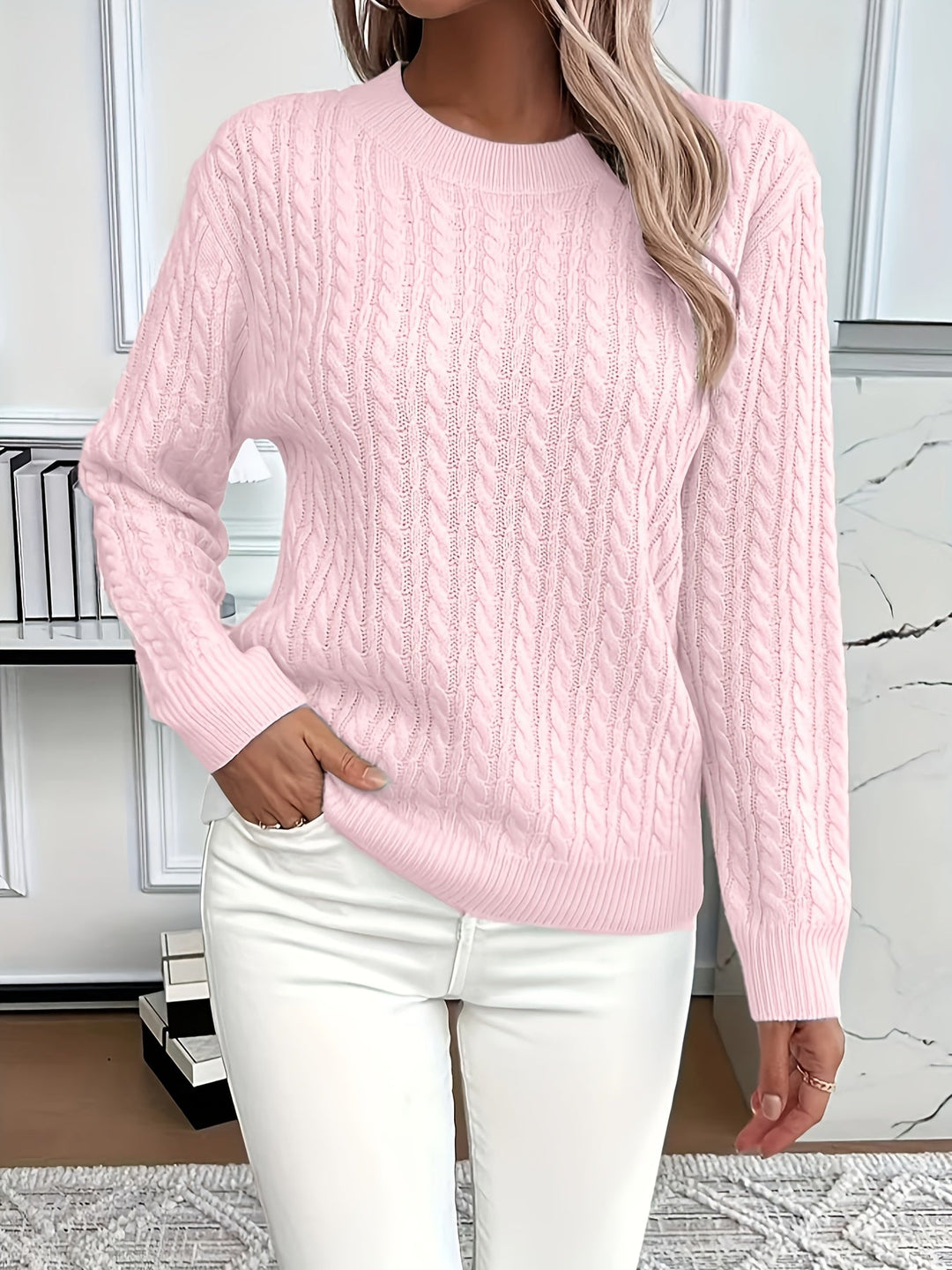 Lena – Pull en tricot à torsades pour femme