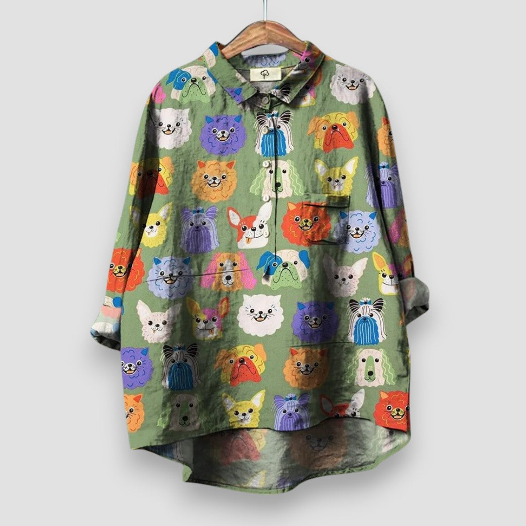Kathrin - Blouse pour femmes avec imprimé de chiens